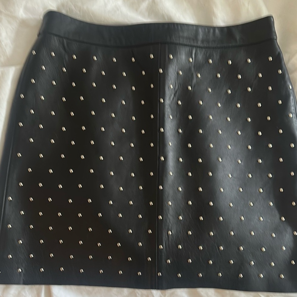 Black Leather Studded Mini Skirt